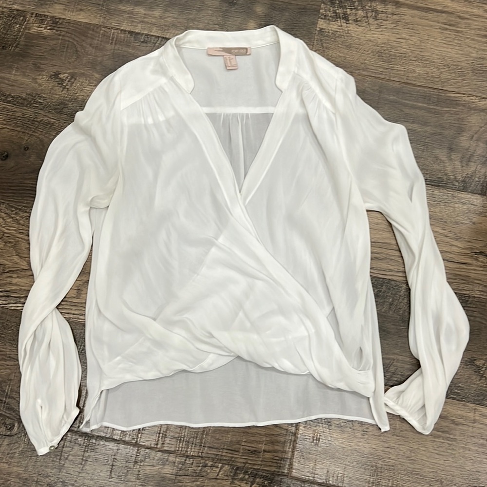 Forever 21 White Sheer Blouse long sleeve
